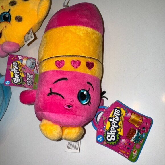 LOT of 3 Shopkins Plushies Toaster, Lipstick and Cookie Tags - Picture 5 of 8